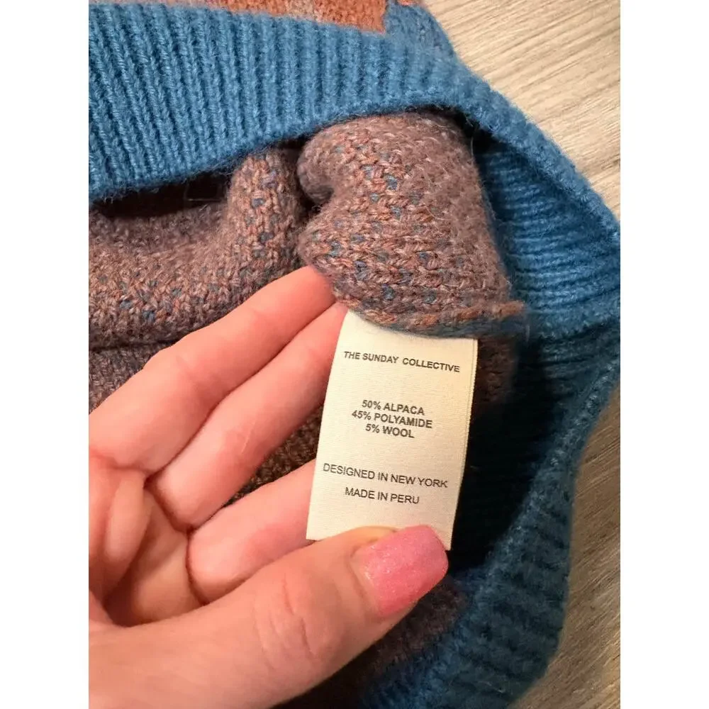 NWT Sunday Collective Alpaca Youth Sweater Argyle 10‎ Preppy Luxury Peru Kid's